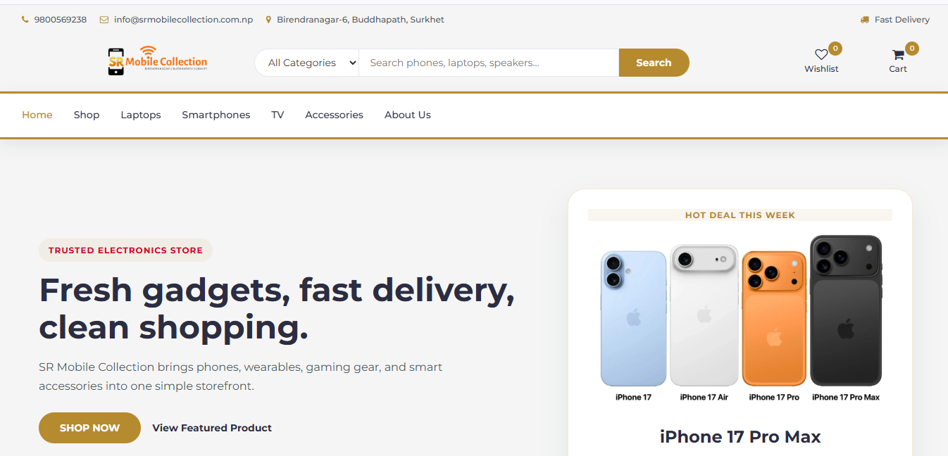 eCom For SR Mobile Collection website screenshot